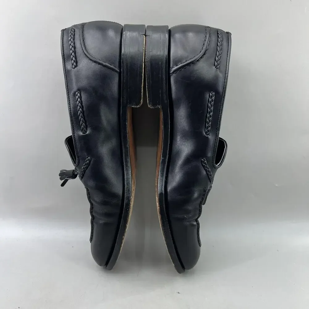 Stuart's Choice Tassel Loafers Men Size 11.5 D Black Leather Dress Slip On Shoes